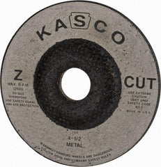 Made in USA - 4-1/2" Wheel Diam, 1/4" Wheel Thickness, 7/8" Arbor Hole, Type 27 Depressed Center Wheel - Zirconia Alumina, 12,000 Max RPM, Compatible with Angle Grinder - USA Tool & Supply