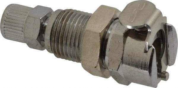 CPC Colder Products - PTF Brass, Quick Disconnect, Valved Panel Mount Coupling Body - 250 Max psi, -40 to 180°F, 1.87" OAL x 0.63" Overall Height, Chrome Plated - USA Tool & Supply