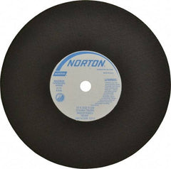 Norton - 10" 36 Grit Aluminum Oxide Cutoff Wheel - 3/32" Thick, 5/8" Arbor, 6,110 Max RPM, Use with Stationary Tools - USA Tool & Supply