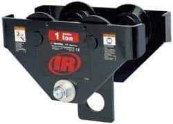 Ingersoll-Rand - 10 Ton Capacity Plain Adjustable Trolley - 7" to 13" Flange Width, 5.9" Wheel Diam, 10" to 24" I-Beam, 83" Min Radius - USA Tool & Supply