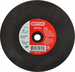 Made in USA - 6" 46 Grit Aluminum Oxide Cutoff Wheel - 1/16" Thick, 1/2" Arbor, 10,186 Max RPM, Use with Circular Saws - USA Tool & Supply