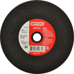 Made in USA - 6" 36 Grit Aluminum Oxide Cutoff Wheel - 1/8" Thick, 5/8" Arbor, 10,186 Max RPM, Use with Circular Saws - USA Tool & Supply