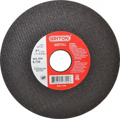 Value Collection - 7" 60 Grit Aluminum Oxide Cutoff Wheel - 1/32" Thick, 1-1/4" Arbor, 8,732 Max RPM, Use with Stationary Tools - USA Tool & Supply