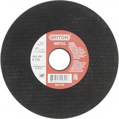 Value Collection - 7" 46 Grit Aluminum Oxide Cutoff Wheel - 1/16" Thick, 1-1/4" Arbor, 8,732 Max RPM, Use with Stationary Tools - USA Tool & Supply