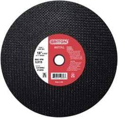 Value Collection - 18" 36 Grit Aluminum Oxide Cutoff Wheel - 5/32" Thick, 1" Arbor, 3,013 Max RPM, Use with Stationary Tools - USA Tool & Supply