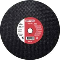 Made in USA - 20" 36 Grit Aluminum Oxide Cutoff Wheel - 5/32" Thick, 1" Arbor, 2,710 Max RPM, Use with Stationary Tools - USA Tool & Supply