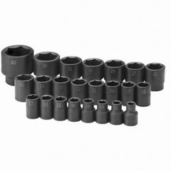 SK - 1/2" Drive Standard Impact Socket Set - 10 to 46mm, Metric Measurement Standard - USA Tool & Supply