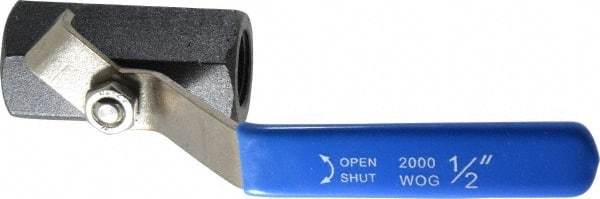 Midwest Control - 1/2" Pipe, Carbon Steel Standard Ball Valve - 1 Piece, Inline - One Way Flow, FNPT x FNPT Ends, Lever Handle, 1,000 WOG - USA Tool & Supply