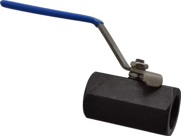 Midwest Control - 3/4" Pipe, Carbon Steel Standard Ball Valve - 1 Piece, Inline - One Way Flow, FNPT x FNPT Ends, Lever Handle, 1,000 WOG - USA Tool & Supply