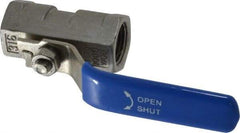 Midwest Control - 3/8" Pipe, Standard Port, Stainless Steel Standard Ball Valve - 1 Piece, Inline - One Way Flow, FNPT x FNPT Ends, Lever Handle, 1,000 WOG - USA Tool & Supply