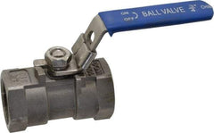 Value Collection - 3/4" Pipe, Standard Port, Stainless Steel Standard Ball Valve - 1 Piece, Inline - One Way Flow, FNPT x FNPT Ends, Lever Handle, 400 WOG - USA Tool & Supply