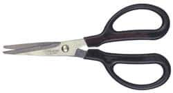 Clauss - 2" LOC, 7" OAL Stainless Steel Blunt Point Shears - Ambidextrous, Serrated, Straight Handle, For General Purpose Use - USA Tool & Supply