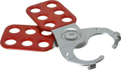 American Lock - Single Jaw, 1" Jaw Diam, 6 PadLocks, Steel Lockout Hasp - Scissor Action, 4-1/2" Long, Red - USA Tool & Supply