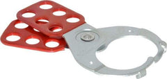 American Lock - Single Jaw, 1-1/2" Jaw Diam, 6 PadLocks, Steel Lockout Hasp - Scissor Action, 5" Long, Red - USA Tool & Supply