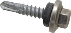 Buildex - #12-14, Hex Washer Head, Hex Drive, 1" Length Under Head, #2 Point, Self Drilling Screw - Stainless Steel Head, Steel Body - USA Tool & Supply