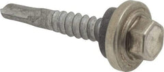 Buildex - #12-14, Hex Washer Head, Hex Drive, 1-1/4" Length Under Head, #2 Point, Self Drilling Screw - Stainless Steel Head, Steel Body - USA Tool & Supply