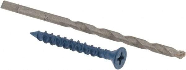 Made in USA - 3/16" Diam, 1-3/4" OAL, Phillips Drive, Concrete Screw & Masonry Fastener - Steel, Blue Climaseal Finish, Includes Drill Bit - USA Tool & Supply