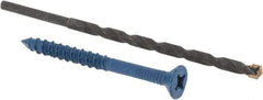 Made in USA - 1/4" Diam, 2-3/4" OAL, Phillips Drive, Concrete Screw & Masonry Fastener - Steel, Blue Climaseal Finish, Includes Drill Bit - USA Tool & Supply