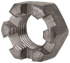 Value Collection - 1/2-20 UNF Grade 2 Steel Slotted Locknut - 3/4" Width Across Flats, 7/16" High, Uncoated - USA Tool & Supply