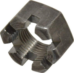 Value Collection - 3/4-16 UNF Grade 2 Steel Slotted Locknut - 1-1/8" Width Across Flats, 41/64" High, Uncoated - USA Tool & Supply