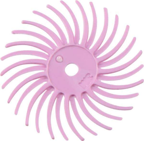 3M - 3/4" Diam, 1/16" Max Face Width, Shank Radial Bristle Brush - 400 Grit, Super Fine Grade, 35,000 Max RPM, Pink - USA Tool & Supply