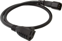 Tripp-Lite - 2' Long, IEC-320-C14/NEMA 5-15R Female Computer Cable - Black, Male x Female - USA Tool & Supply