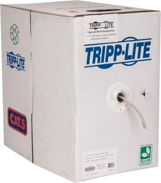 Tripp-Lite - Cat5e, 24 AWG, 350 MHz, Unshielded Network & Ethernet Cable - Gray, PVC, 1,000' OAL - USA Tool & Supply