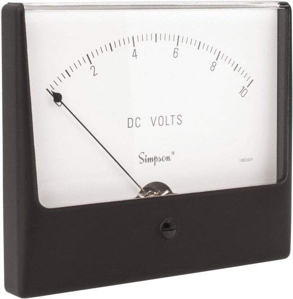 Simpson Electric - Analog, DC Voltmeter, Panel Meter - 60 Hz, 1000 Ohms at 60 Hz, 10 VDC - USA Tool & Supply