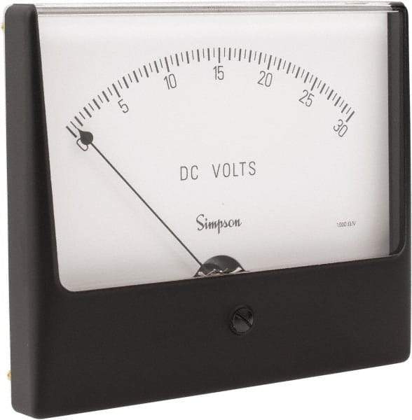 Simpson Electric - Analog, DC Voltmeter, Panel Meter - 60 Hz, 1000 Ohms at 60 Hz, 30 VDC - USA Tool & Supply