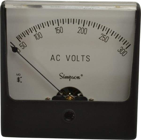 Simpson Electric - Analog, AC Voltmeter, Panel Meter - 60 Hz, 50000 Ohms at 60 Hz, 300 VAC - USA Tool & Supply