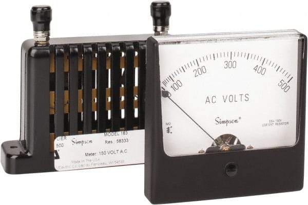 Simpson Electric - Analog, AC Voltmeter, Panel Meter - 60 Hz, 83333 Ohms at 60 Hz, 500 VAC - USA Tool & Supply
