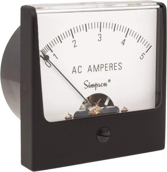 Simpson Electric - Analog, AC Ammeter, Panel Meter - 60 Hz, 0.008 Ohms at 60 Hz - USA Tool & Supply