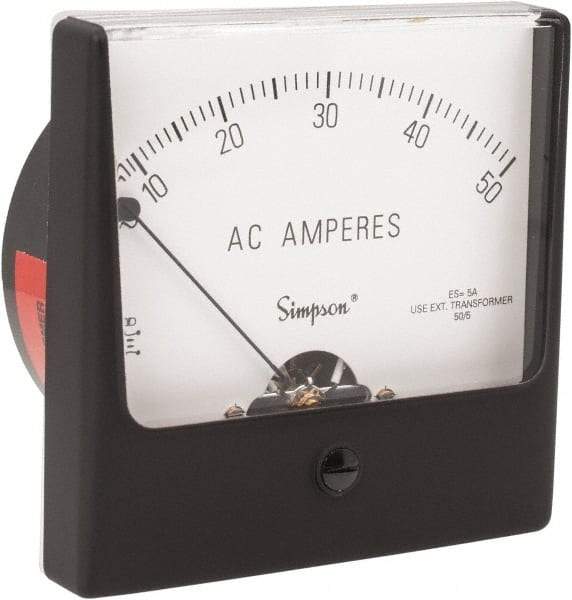 Simpson Electric - Analog, AC Ammeter, Panel Meter - 60 Hz, 0.008 Ohms at 60 Hz - USA Tool & Supply