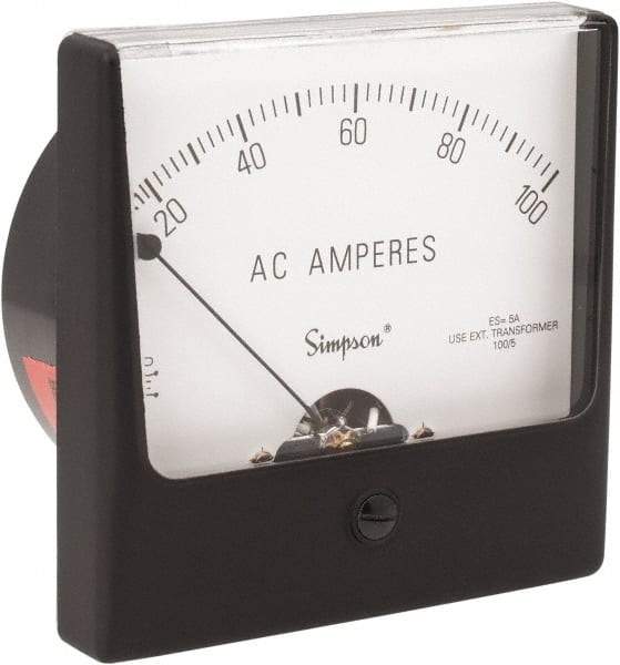 Simpson Electric - Analog, AC Ammeter, Panel Meter - 60 Hz, 0.008 Ohms at 60 Hz - USA Tool & Supply