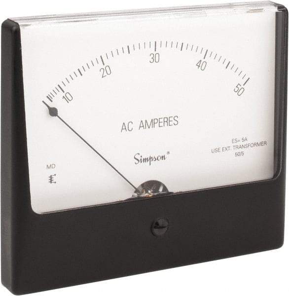 Simpson Electric - Analog, AC Ammeter, Panel Meter - 60 Hz, 0.008 Ohms at 60 Hz - USA Tool & Supply