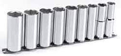 Blackhawk by Proto - 9 Piece 1/2" Drive Deep Well Socket Set - 6 Points, 1/2" to 1" Range, Inch Measurement Standard - USA Tool & Supply
