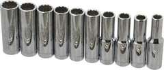 Blackhawk by Proto - 10 Piece 1/2" Drive Deep Well Socket Set - 12 Points, 10mm to 19mm Range, Metric Measurement Standard - USA Tool & Supply