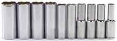 Blackhawk by Proto - 10 Piece 1/2" Drive Deep Well Socket Set - 6 Points, 10mm to 19mm Range, Metric Measurement Standard - USA Tool & Supply