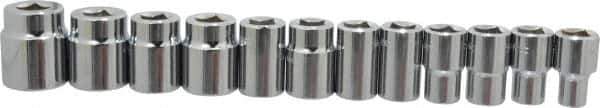 Blackhawk by Proto - 11 Piece 1/2" Drive Socket Set - 6 Points, 3/8" to 1" Range, Inch Measurement Standard - USA Tool & Supply