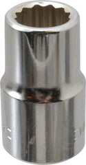 Blackhawk by Proto - 1/2" Drive, Standard Hand Socket - 12 Points, 1-1/2" OAL, Chrome Finish - USA Tool & Supply