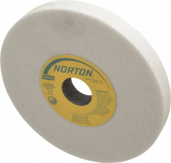Norton - 7" Diam x 1-1/4" Hole x 3/4" Thick, H Hardness, 46 Grit Surface Grinding Wheel - Aluminum Oxide, Type 1, Coarse Grade, 3,600 Max RPM, Vitrified Bond, No Recess - USA Tool & Supply