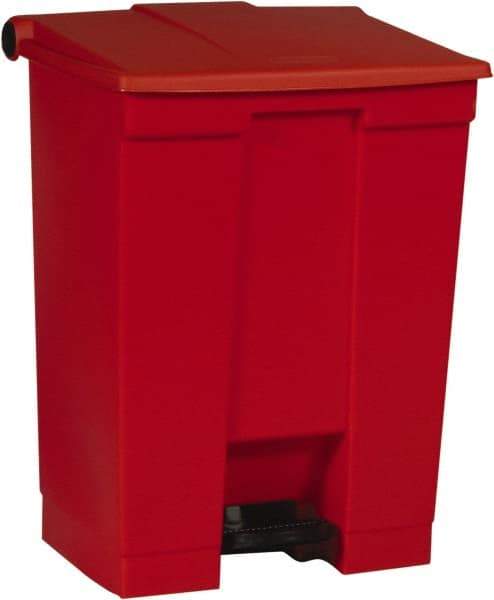 Rubbermaid - 18 Gal Rectangle Unlabeled Trash Can - 26-1/2" High x 19-3/4" Long x 16-1/8" Wide, Red, High-Density Polyethylene - USA Tool & Supply