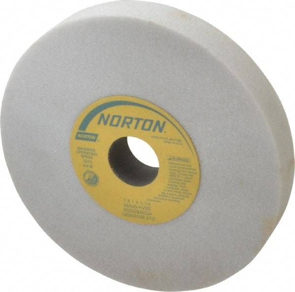 Norton - 7" Diam x 1-1/4" Hole x 1" Thick, H Hardness, 46 Grit Surface Grinding Wheel - Aluminum Oxide, Type 1, Coarse Grade, 3,600 Max RPM, Vitrified Bond, No Recess - USA Tool & Supply