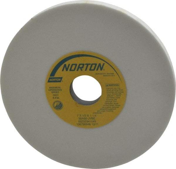 Norton - 7" Diam x 1-1/4" Hole x 1/2" Thick, J Hardness, 80 Grit Surface Grinding Wheel - Aluminum Oxide, Type 1, Medium Grade, 3,600 Max RPM, Vitrified Bond, No Recess - USA Tool & Supply