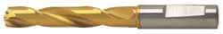 Guhring - 7.8mm 140° Solid Carbide Jobber Drill - TiN Finish, Right Hand Cut, Spiral Flute, Whistle Notch Shank, 91mm OAL, SU Point - USA Tool & Supply