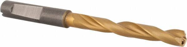 Guhring - 6.4mm 140° Solid Carbide Jobber Drill - TiN Finish, Right Hand Cut, Spiral Flute, Whistle Notch Shank, 91mm OAL, SU Point - USA Tool & Supply