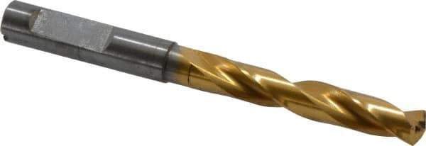 Guhring - 9.1mm 140° Solid Carbide Jobber Drill - TiN Finish, Right Hand Cut, Spiral Flute, Whistle Notch Shank, 103mm OAL, SU Point - USA Tool & Supply