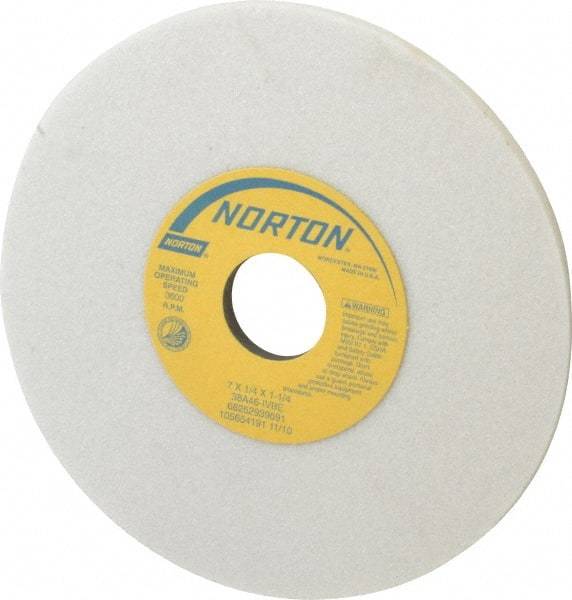 Norton - 7" Diam x 1-1/4" Hole x 1/4" Thick, I Hardness, 46 Grit Surface Grinding Wheel - Aluminum Oxide, Type 1, Coarse Grade, 3,600 Max RPM, Vitrified Bond, No Recess - USA Tool & Supply