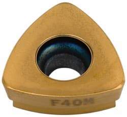 Seco - 218.19160 M08 Grade F40M Carbide Milling Insert - TiAlN/TiN Finish, 0.187" Thick, 0.44" Inscribed Circle, 0.047" Corner Radius - USA Tool & Supply
