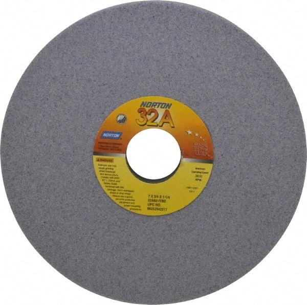 Norton - 7" Diam x 1-1/4" Hole x 3/4" Thick, I Hardness, 60 Grit Surface Grinding Wheel - Aluminum Oxide, Type 5, Medium Grade, 3,600 Max RPM, Vitrified Bond, One-Side Recess - USA Tool & Supply